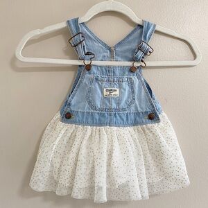 OshKosh B’Gosh Sleeveless Denim Jumper with Tutu Skirt Size 12 Months